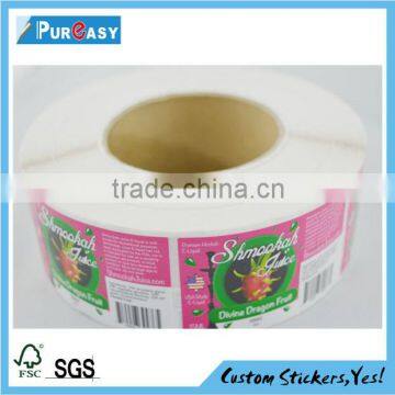 Custom adhesive label for plastic food packaging