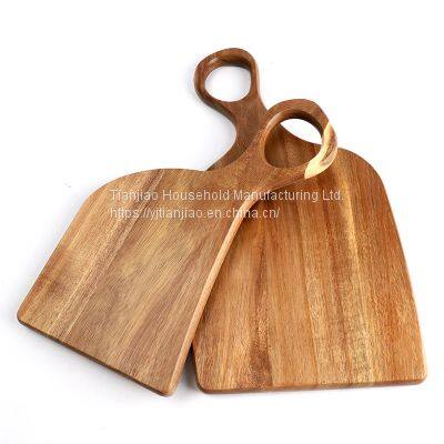 Natural Acacia Wood Irregular Steak Bread Board Dessert Tray With Hanging Ring Cutting Chopping Board Placement Plate Art photo-4