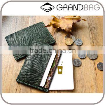 High Quality Brands Green Color Genuine Real Lizard Skin Leather Unisex Name Card Case Credit Card Holder Pocket Wallet