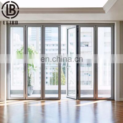 Exterior double glass bifold accordion door aluminiUm folding door