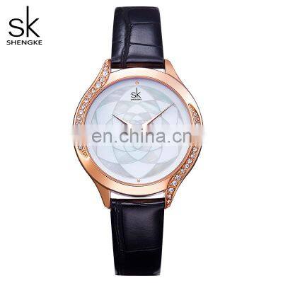 SHENGKE Classic Minority Women Watch K0122L Black Cool Lady Watches Chic Flashing Diamond Wristwatch 2021