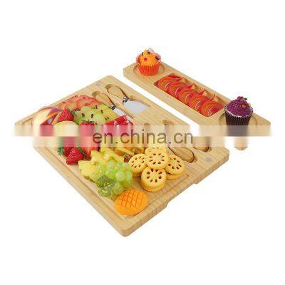 Bamboo Cheese Board Meat Charcuterie Platter Serving Tray With 4 Cutlery Set photo-2