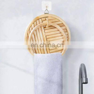 Hot Sale Rattan Towel Hooks, Wall Hanging Towel Rack Hanger, Circle Towel Bar Wholesale Vietnam Supplier