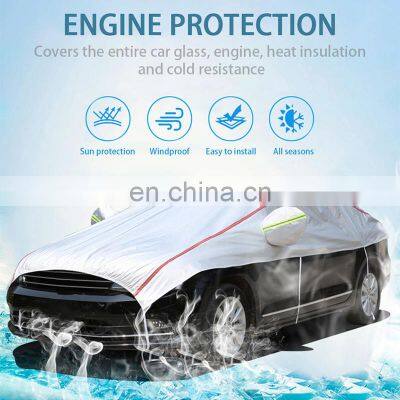 Universal Half Car Cover Waterproof Outdoor Cover Oxford Sun Rain Uv Protection Dustproof Snowproof Car Body Cover for SUV Sedan photo-4
