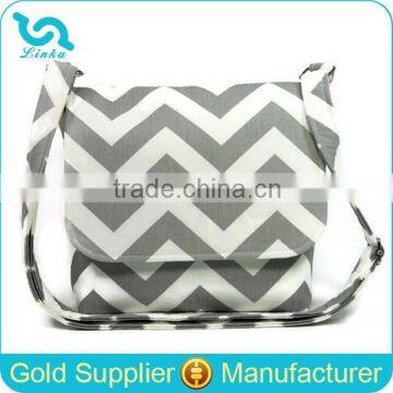 Gray White Zig Zag Chevron Canvas Messenger Bag Small Women Messenger Bag