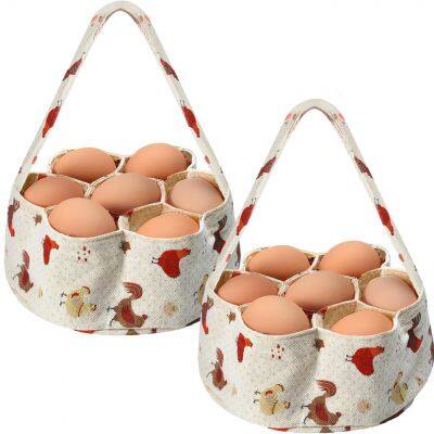 Egg Basket Mini Egg Collecting Bags Gathering Basket with 7 Pouches for Easter Farmhouse Chicken Hen Duck Goose Housewife Garden Transporting Storage