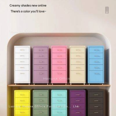 HN-DCH3 Modern Metal Drawer Cabinet With Wheels, 6 Drawer Steel Pedestal for Home Office - Space Saving Under Desk Storage, KD Structure photo-2