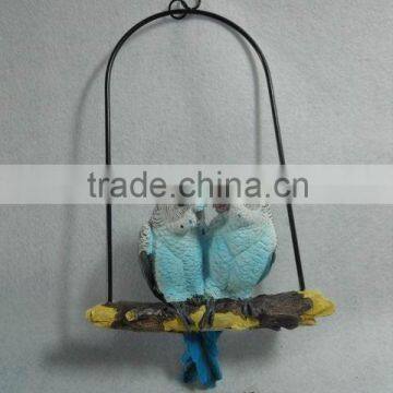 Resin Hanging Decoration of Parrot Figurine With Iron Ring photo-2