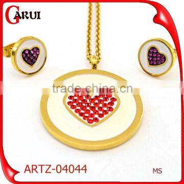 Stainless Steel Girlfriend Heart Pendant Necklace Earring Red Heart Jewelry photo-2