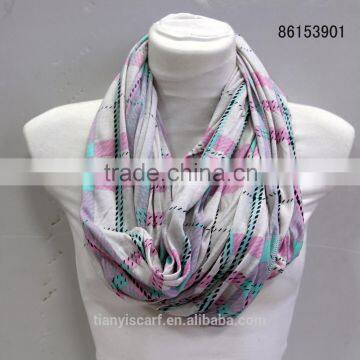 wholesale women scarf ring knitting plaid printed lady hoop infinity scarfs yiwu factory