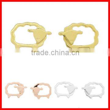 2015 high quality 925 sterling silver plain light weight silver cute animal sheep earring