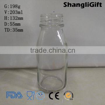 200ml Square Glass Water Bottle Glass Milk Bottle with Screw Lid