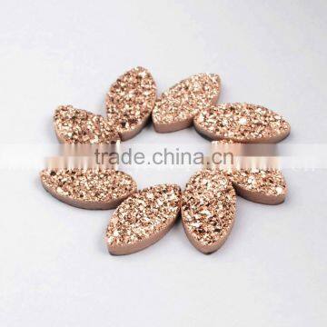 Wholesale 10*18mm Oval Platinum Natural Titanium Flat Agate Druzy Beads Gemstone