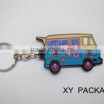 Customized Car Shaped Rubber Keychain / Soft PVC Key Ring