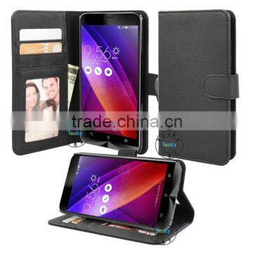 luxury stitch pu flip cover for asus zenfone 2e ze500l, wallet case for asus zenfone 2e ze500l cover case handmade