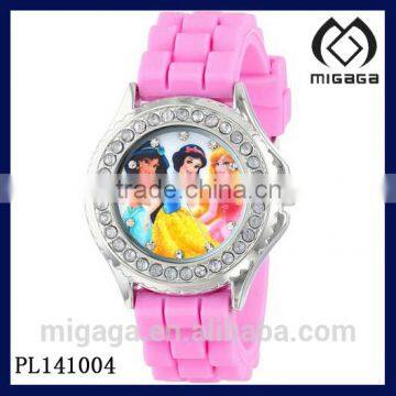 Girls' Princess pink silicone strap quartz watch