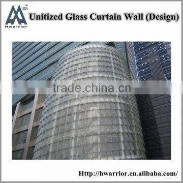 Curved glass unitized curtain wall