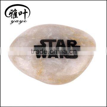 Wholesale Customized Engraved Black Letter Pebbles Natural River Stones Fans Souvenir