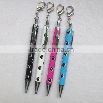 Metal lacquered ballpoint pen with keychain can print different logo