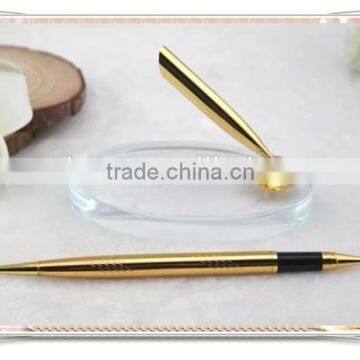 TT-09 Luxury Golden Desk Pen With Glass Holder, High Quality Stand Pen photo-2