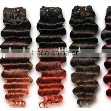 No tangle no shedding virgin hair two tone brazilian hair weft ombre hair extension made in china