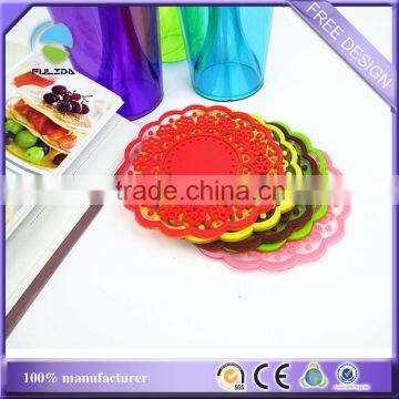 Buy Custom Pink Hollow Out Cutout Flowers Design Rubber Cup Mat Coaster photo-5
