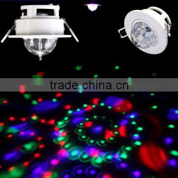 Hooks Design AC 85-260V 3W Full Color LED Voice-Activated Auto Rotating RGB Ceiling Stage Light KTV Bar Party DJ Disco Lamp