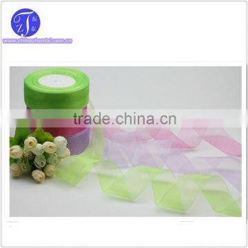 25mm green pink purple double faced silk chiffon ribbon Flowers DIY wedding party craft