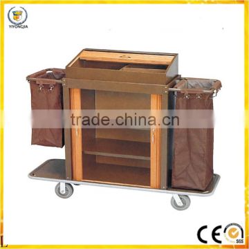 factory Best selling hotel restaurant room service stainless steel & wood housekeeping Commercial Design cart trolley