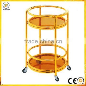 Collecting hotel service liquor trolley stainless steel cart with 4 wheels