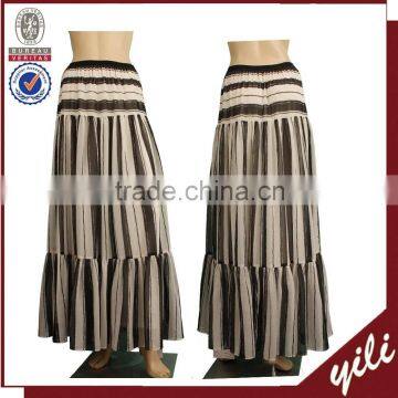 Pleated maxi elegant printed stripe plus size long chiffon skirts for women WS150932773