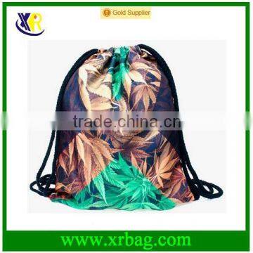 Men's Daypacks Print Yellow Leaves Backpack Travel Sports Hemp Drawstring Bag