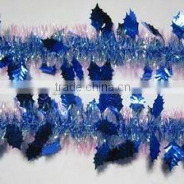 2015 PET /PVC Decorative Christmas Tinsel Garland in Blue Color