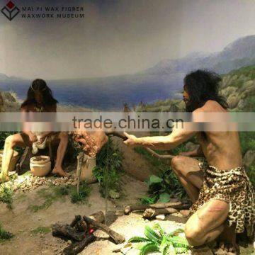 Highly-Simulated Ancient primitive man wax figure