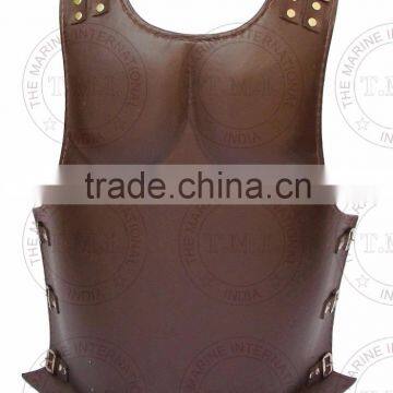 BROWN LEATHER MUSCLE ARMOR CUIRASS - GREEK MUSCLE ARMOUR LEATHER - COLLECTIBLE HALLOWEEN COSTUME photo-2