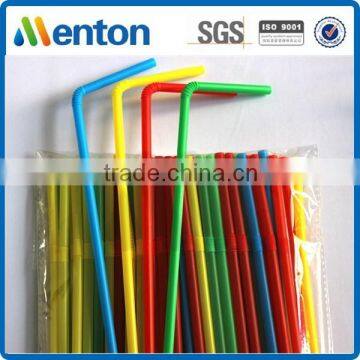 Plastic Straw Middle Large Bend Flexible Drinking straw with mix color