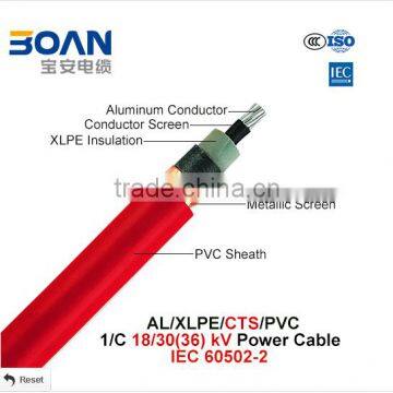 Al/XLPE/Cts/PVC power cable 18/36Kv 1/C IEC 60502-2