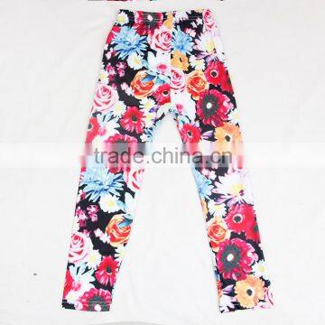 G5936 BLACK 2-6Y wholesale new girls Trousers/Pants with print many flowers applique for nova brand trousers