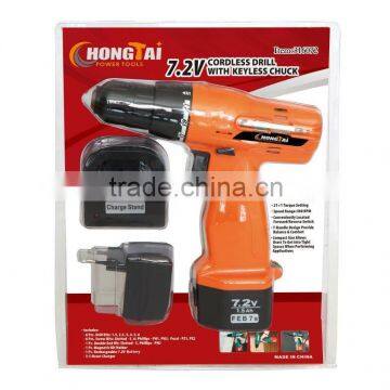 Double blister packing 7.2V cordless drill with compact design