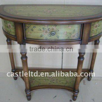 Hand Painted console table,antique wooden carved end table