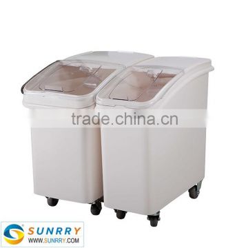 White flour kitchen plastic garbage trash bin with wheels made of PP/PC