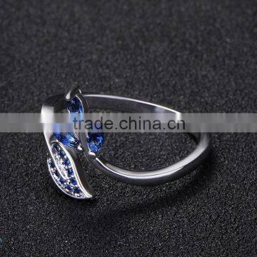 Synthetic Blue Gemstone High Quality cz Engagement Rings White Copper Jewelry photo-2