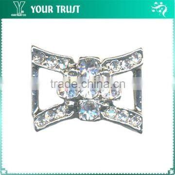 2MM 4MM Clear Cystal Rhinestone Connector Rhodium Metal Belt Buckle