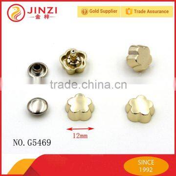 High quality clothing accessories flower shaped custom metal button fastener