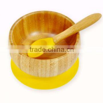 Silicon bottom Bamboo baby feeding bowl