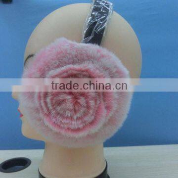 Rex Rabbit Fur Ear Muffs / Rose Flower Shape Fur Earmuff