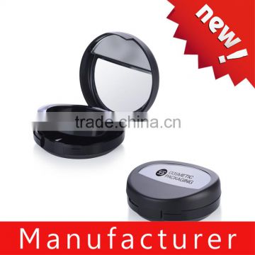 OEM round black empty foundation makeup compact with mirror