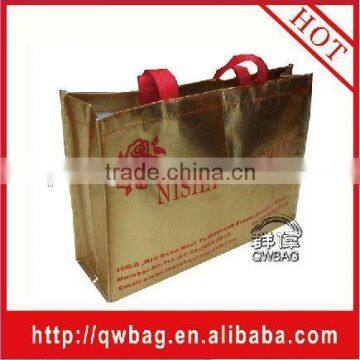 laser lamination handle bag promotional bag,gold lamination recycle bag