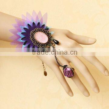 Sun flower ring to wrist bracelet chain beads hand chain slave bracelets