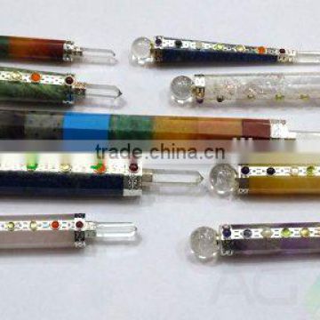 MIX STONE CHAKRA HEALING STICK WITH CRYSTAL BALL AND PENCIL : Wholesale prices